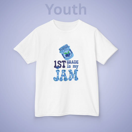 First Grade is my Jam Blueberry Kids Cotton T Shirt Back To School Youth