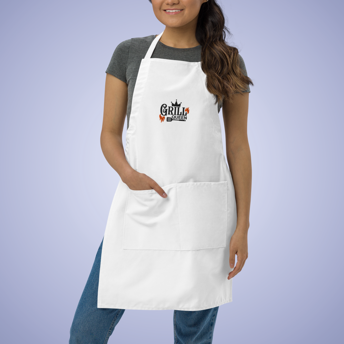 Grill Queen Meat Lover Smoker Gift Funny Embroidered Apron
