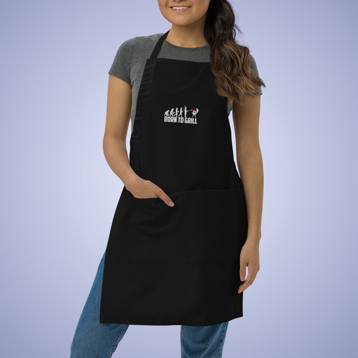 Born to Grill Black Embroidered Funny Apron GIft