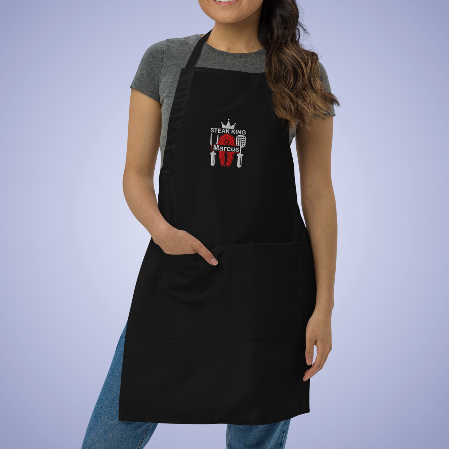 Steak King Personalized Black Embroidered Apron Grill Lover GIft