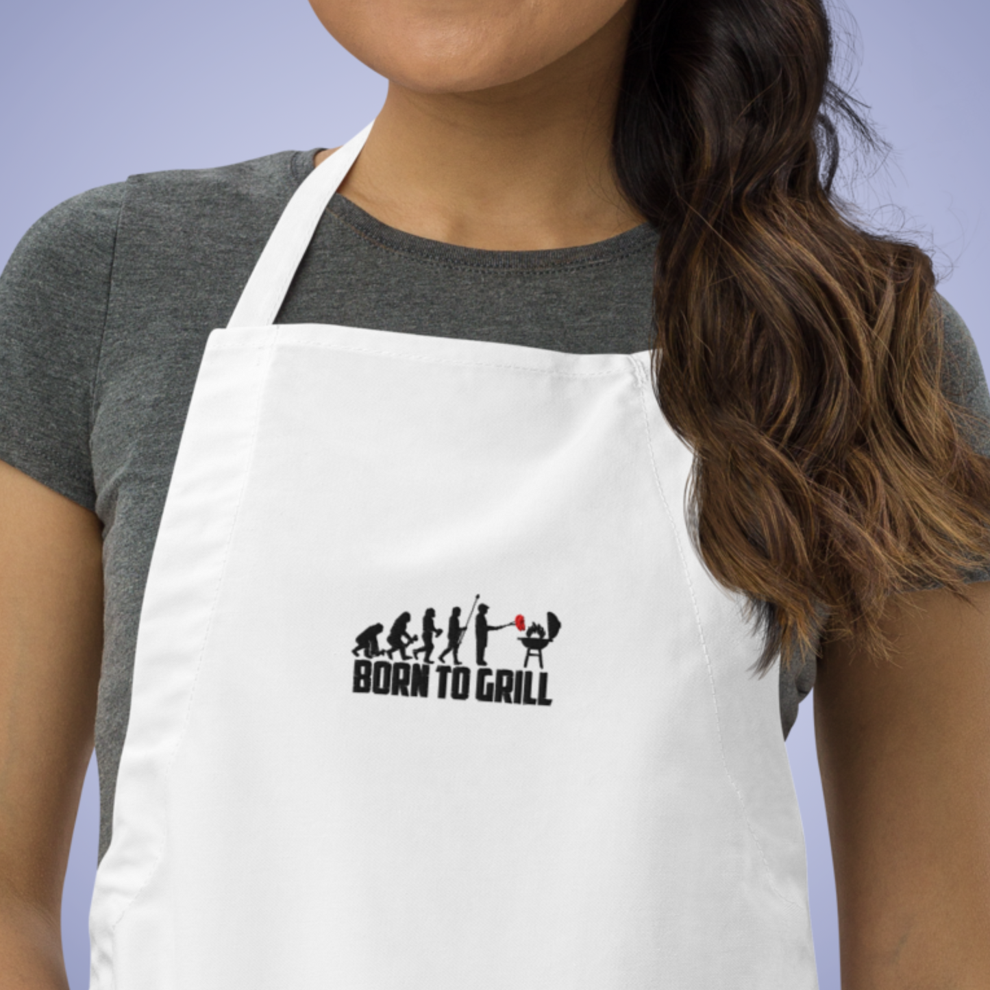 Born to Grill White Embroidered Funny Apron GIft