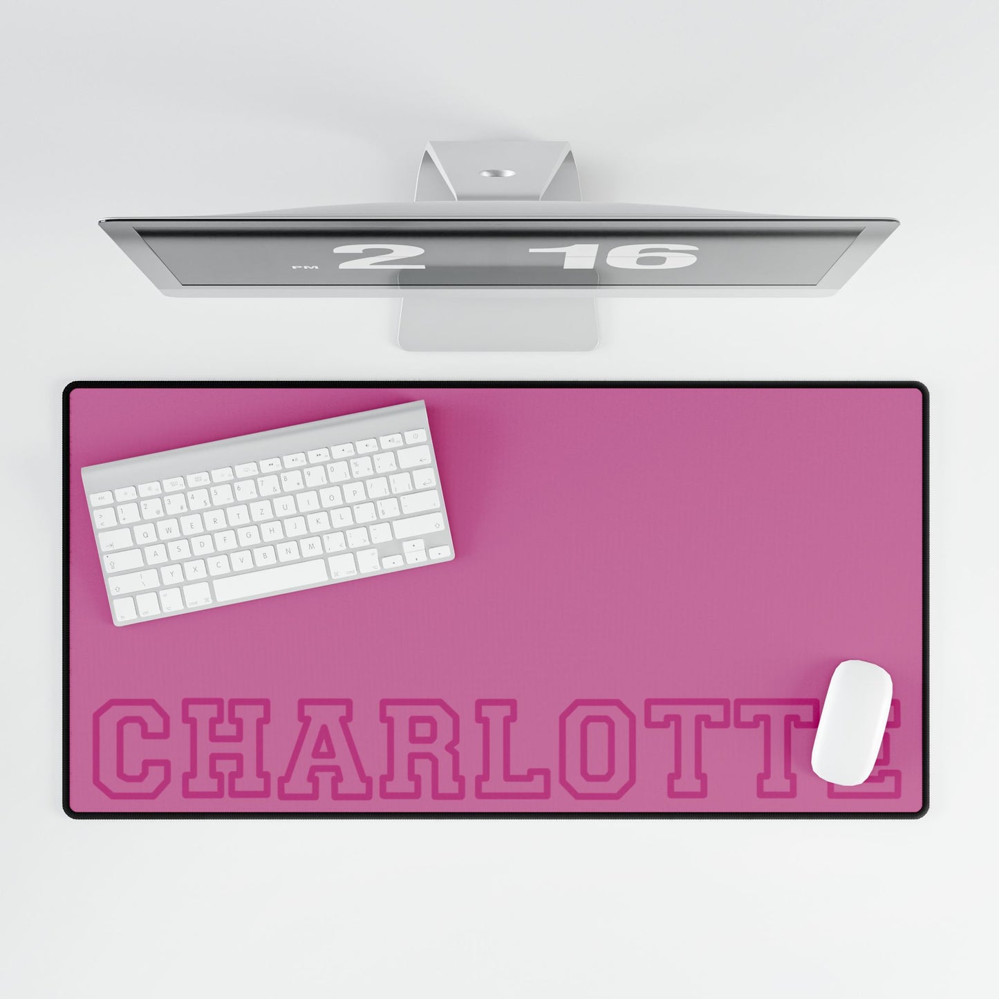 University Style Personalized Name Desk Mat Light Pink