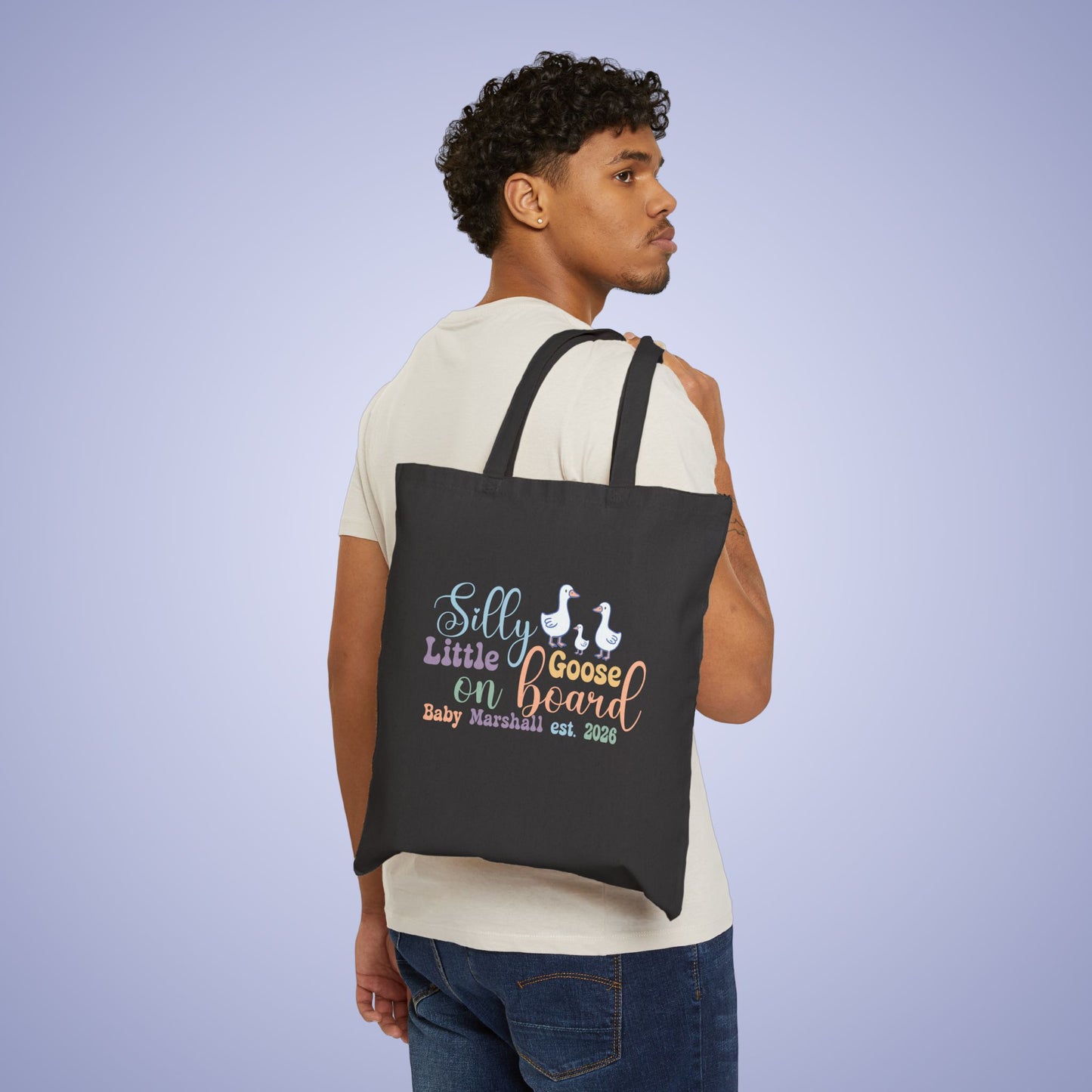 Silly Little Goose Personalized Pregnancy Announcement Cotton Canvas Tote Bag