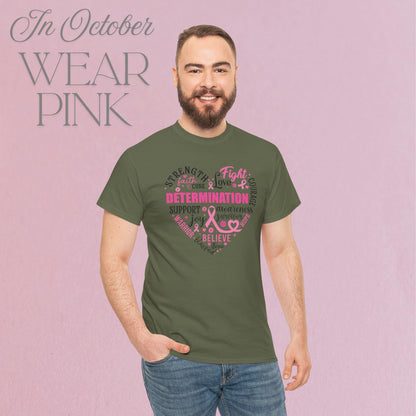 Heart Full of Fight Support Love Courage and Cure Breast Cancer Awareness Unisex T Shirt