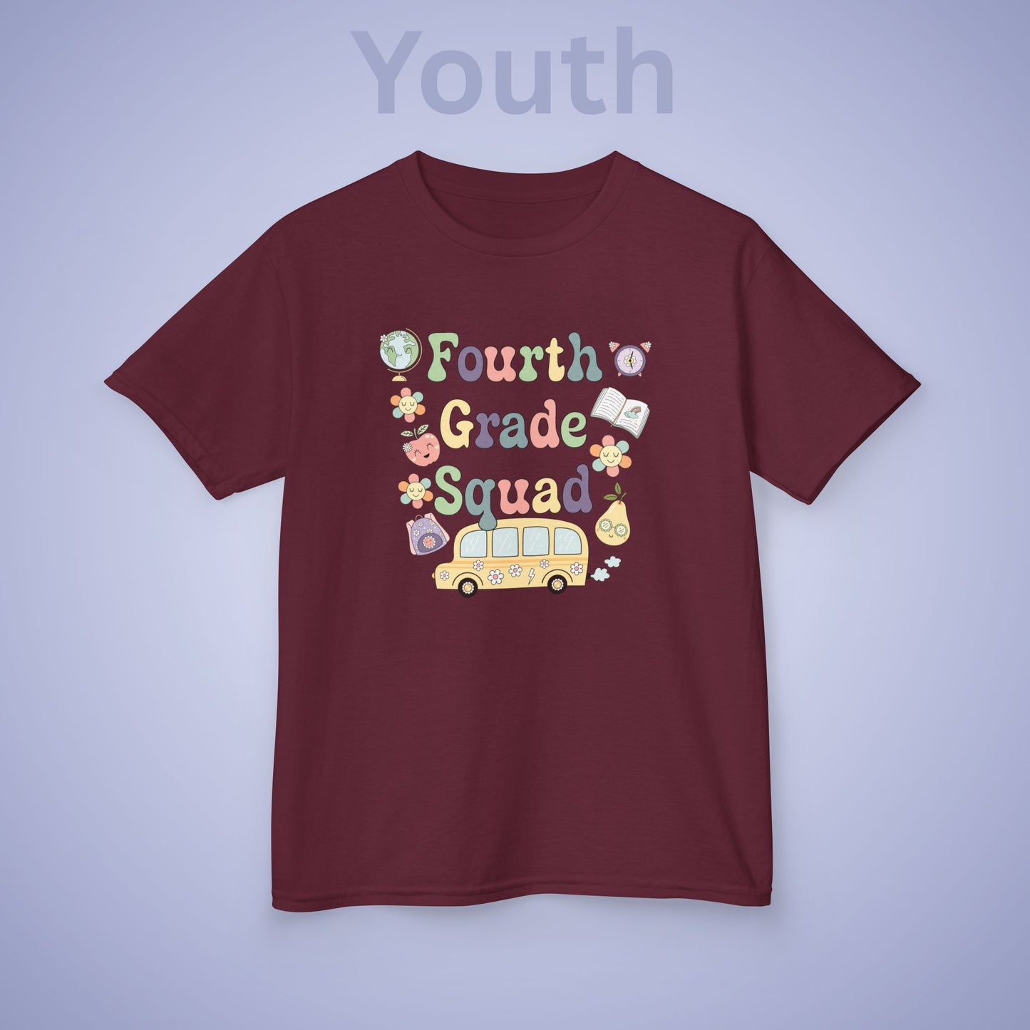 Fourth Grade Squad Retro Fun Kids Cotton T Shirt Back To School Youth