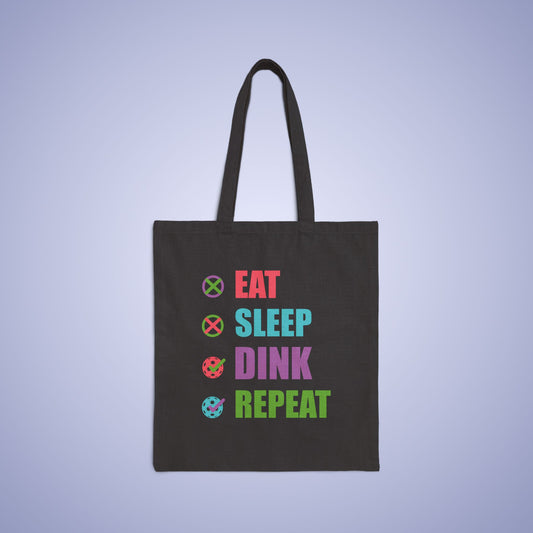 Eat Sleep Dink Repeat Pickleball Lover Cotton Canvas Gift Tote Bag
