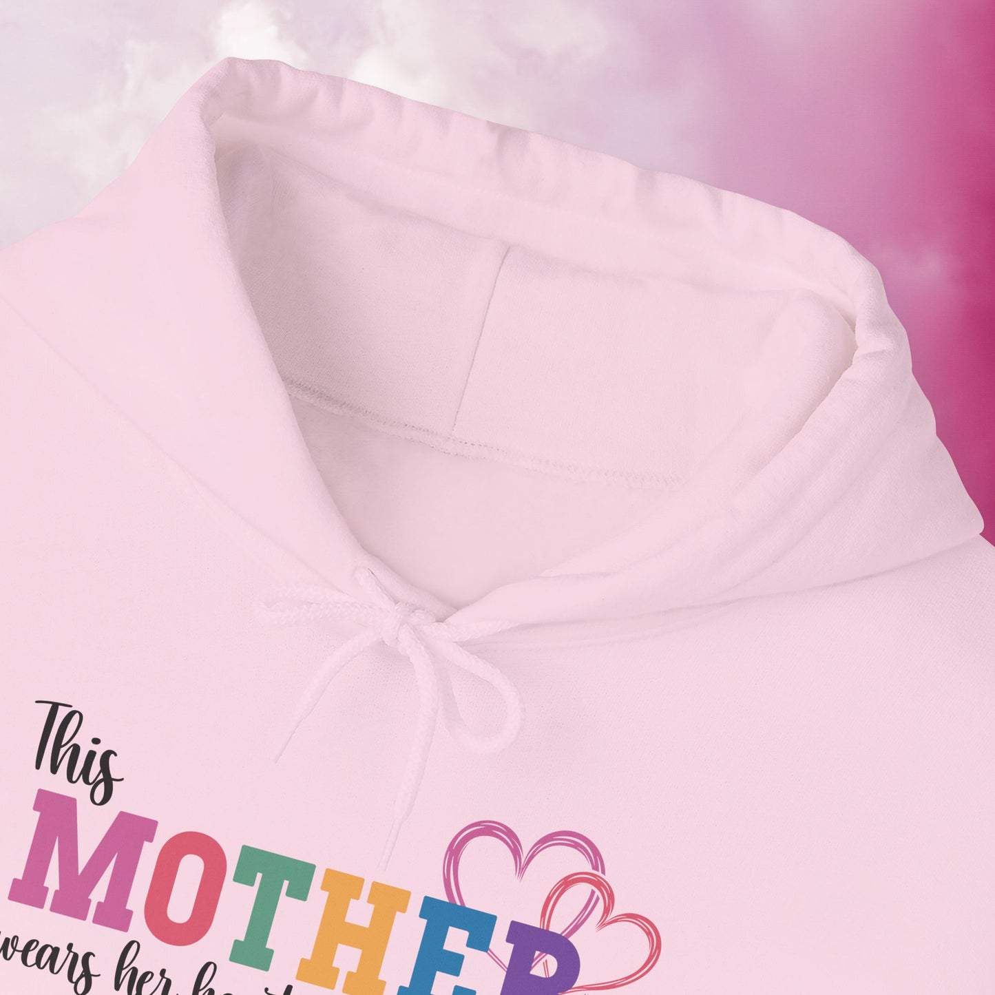 This Mother Wears Her Heart on Her Sleeve Personalized Mothers Day Gift Hoodie Sweatshirt