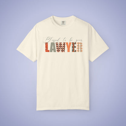 Blessed to be Your Lawyer White Thanksgiving Patterned Word Art Comfort T Shirt Unisex