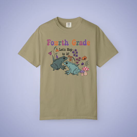 Fourth Grade Lets Hop To It Teacher T Shirt Frogs Comfort Colors Unisex Back to School