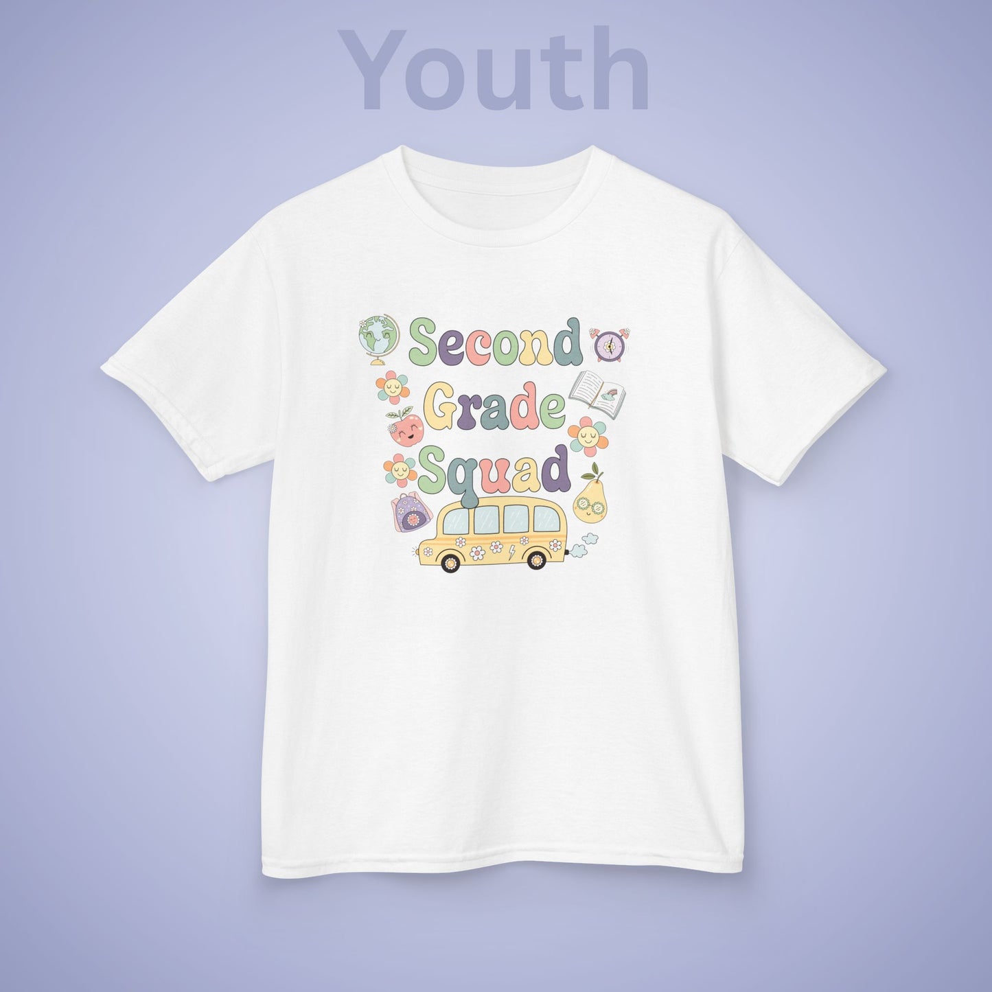 Second Grade Squad Retro Fun Kids Cotton T Shirt Back To School Youth