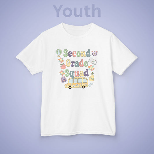Second Grade Squad Retro Fun Kids Cotton T Shirt Back To School Youth
