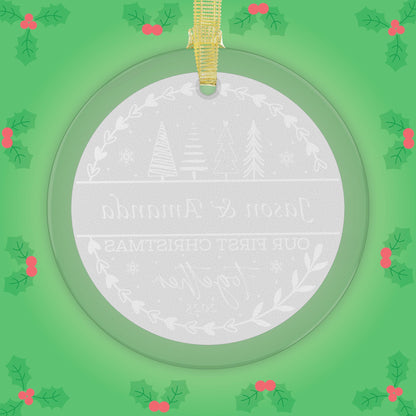 Our First Christmas Together Couples Personalized Glass Ornament Gift