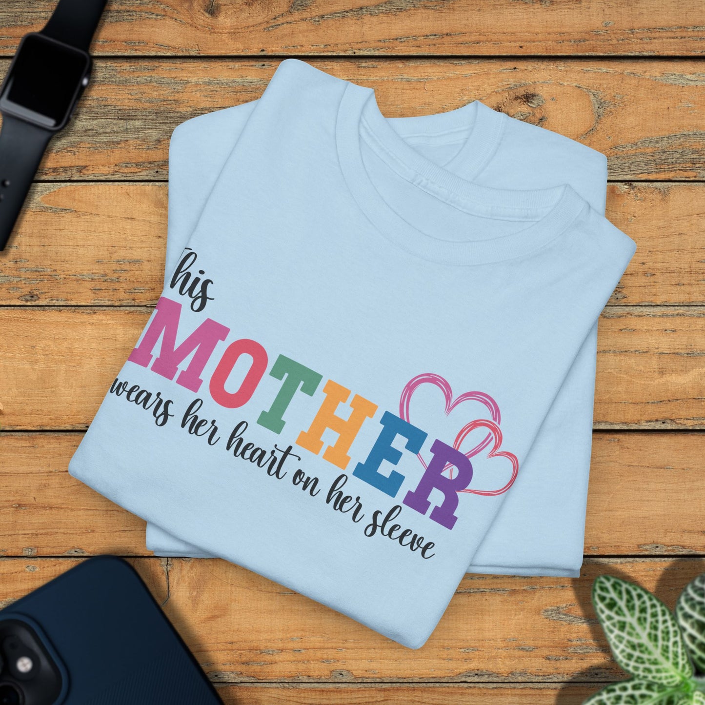 This Mother Wears Her Heart on Her Sleeve Personalized Mothers Day Gift T Shirt