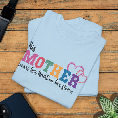 This Mother Wears Her Heart on Her Sleeve Personalized Mothers Day Gift T Shirt