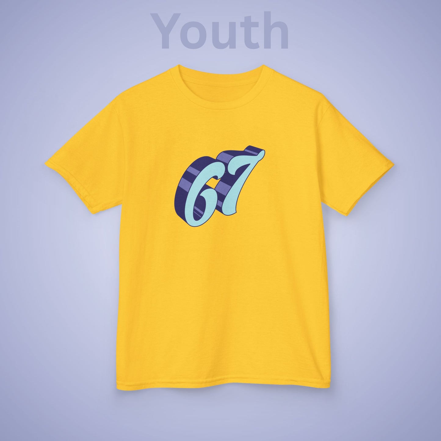 Blue Word Art 67 Tee Fun Trending Kids Cotton T Shirt Six Seven Youth