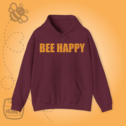 Bee Happy Sweet As Honey Honeycomb Word Art Design Hoodie Sweatshirt