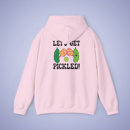 Lets Get Pickled Funny Alcohol Drinking Pickleball Hoodie Black Graphic Design