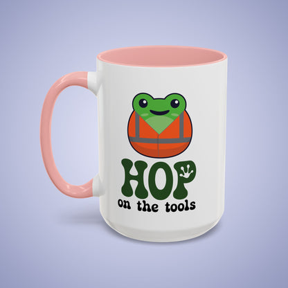 Hop On the Tools Labourer Frog Lover Gift Coffee Mug Ceramic