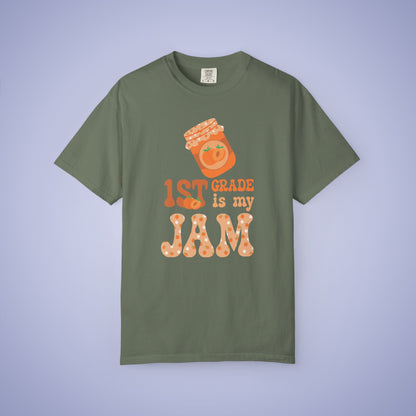 First Grade is my Jam Apricot Teacher T Shirt Comfort Colors Unisex Back to School