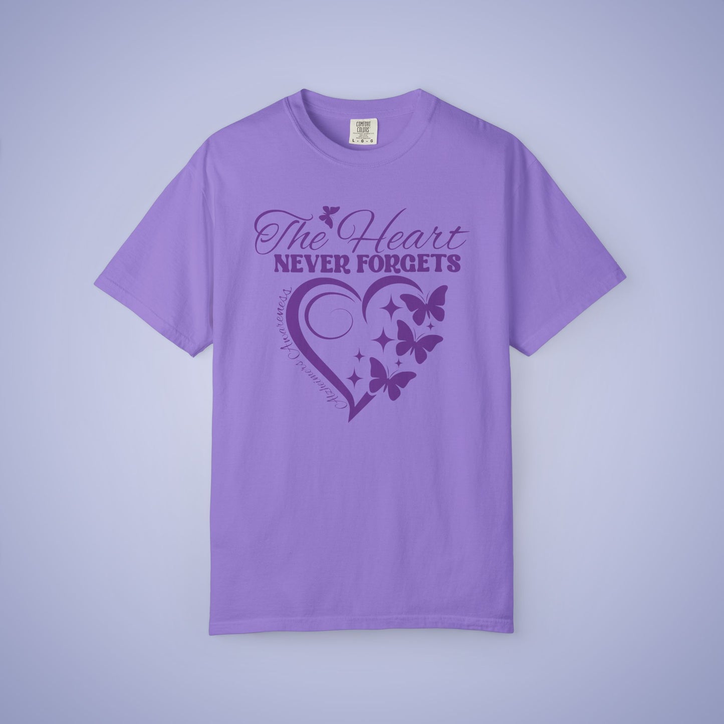 The Heart Never Forgets Alzheimers Awareness Comfort Colors T Shirt Unisex