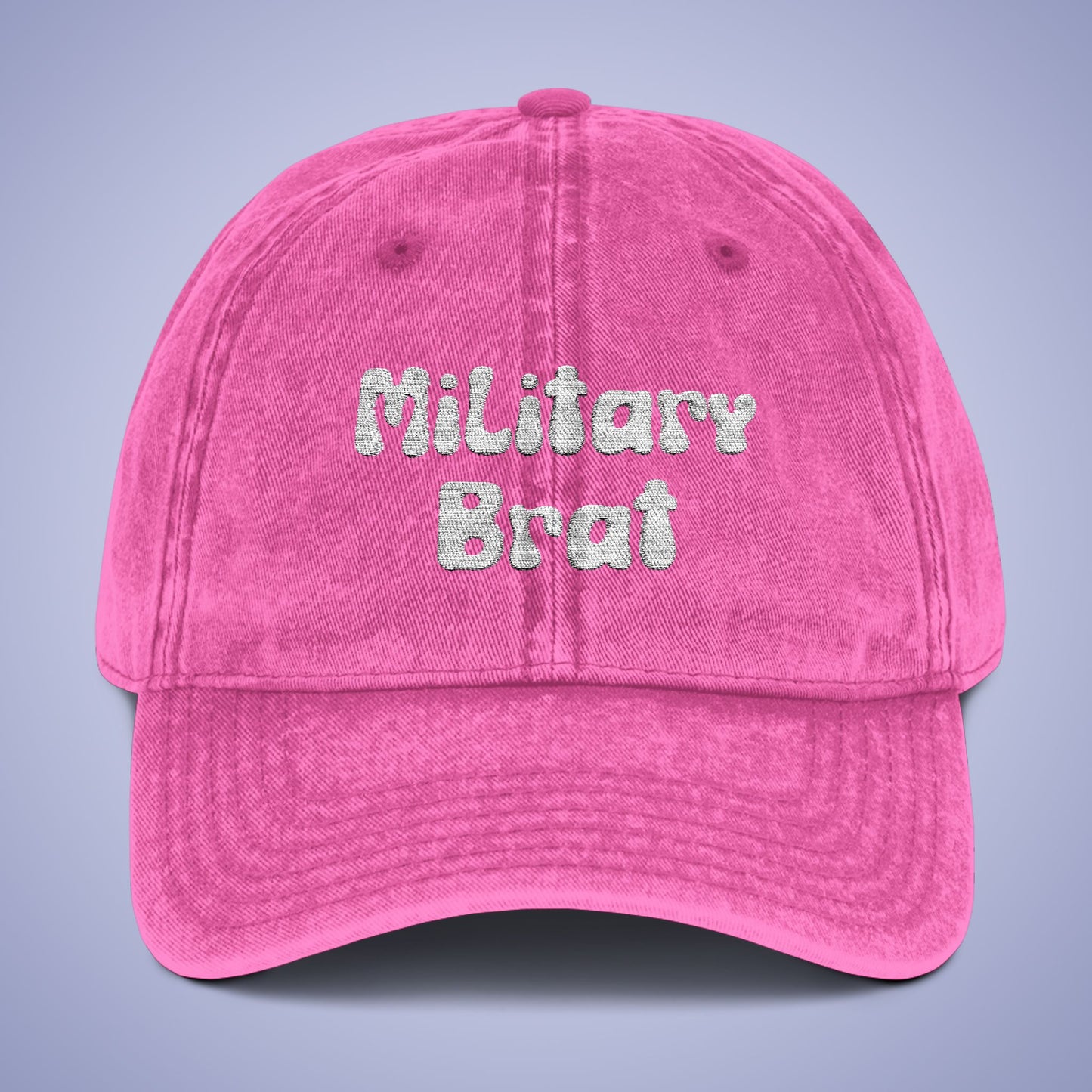 Vintage Military Brat Cap - Comfortable Embroidered Hat for Active Families