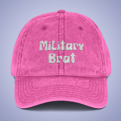 Vintage Military Brat Cap - Comfortable Embroidered Hat for Active Families