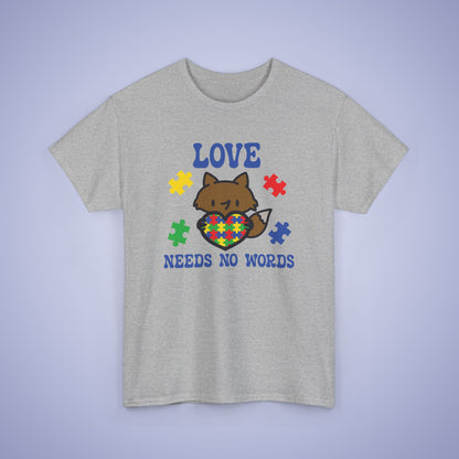 Fox Puzzle Heart Graphic Love Needs No Words Autism Awareness Unisex T Shirt