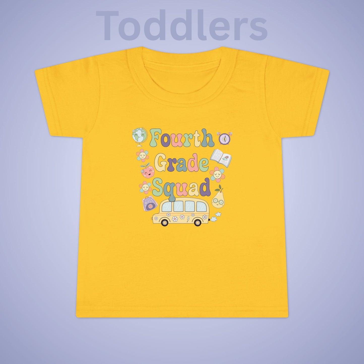 Fourth Grade Squad Fun Retro Kids Cotton T Shirt Back To School Toddler