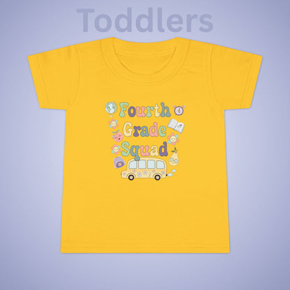 Fourth Grade Squad Fun Retro Kids Cotton T Shirt Back To School Toddler