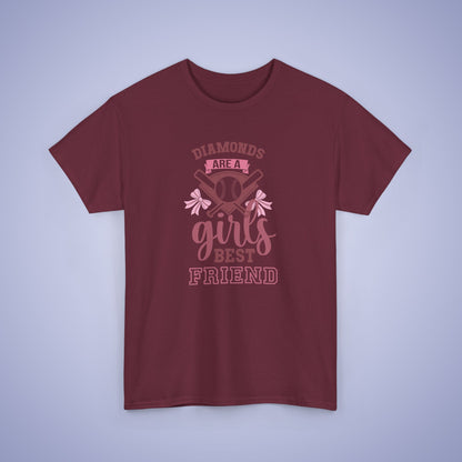 Diamonds Are a Girls Best Friend Baseball Coquette Bow Pink Graphic Sports Unisex T Shirt