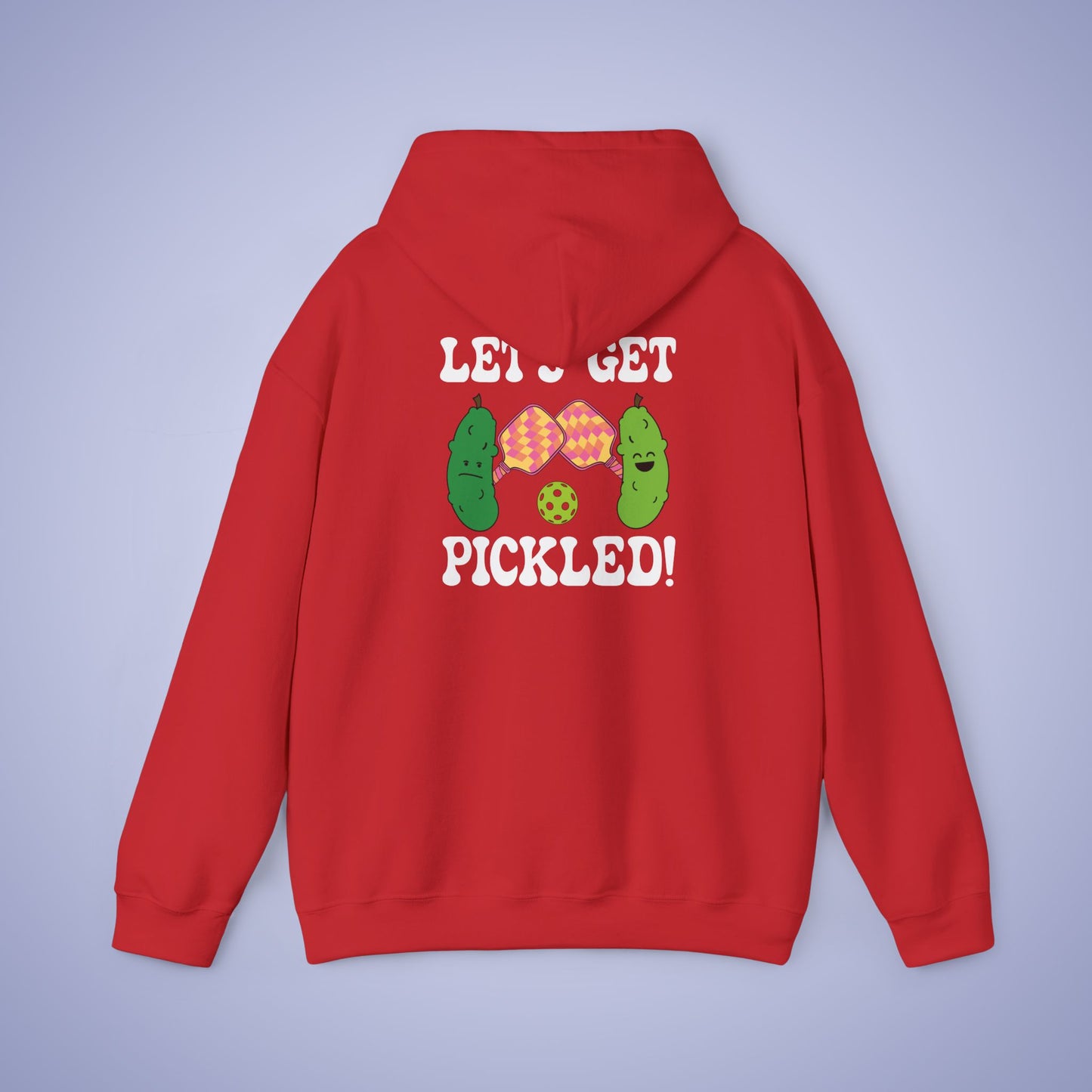 Lets Get Pickled Funny Alcohol Drinking Pickleball Hoodie White Graphic Design