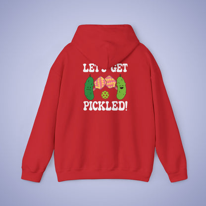 Lets Get Pickled Funny Alcohol Drinking Pickleball Hoodie White Graphic Design