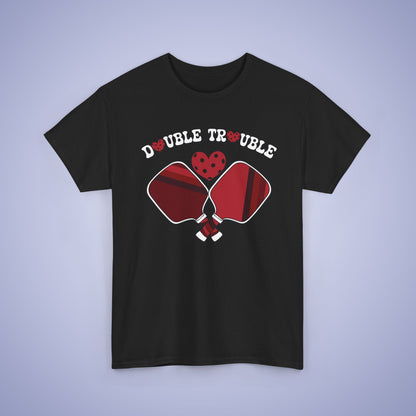 Double Trouble Pickleball T Shirt Retro Couple Matching Red Graphic Design
