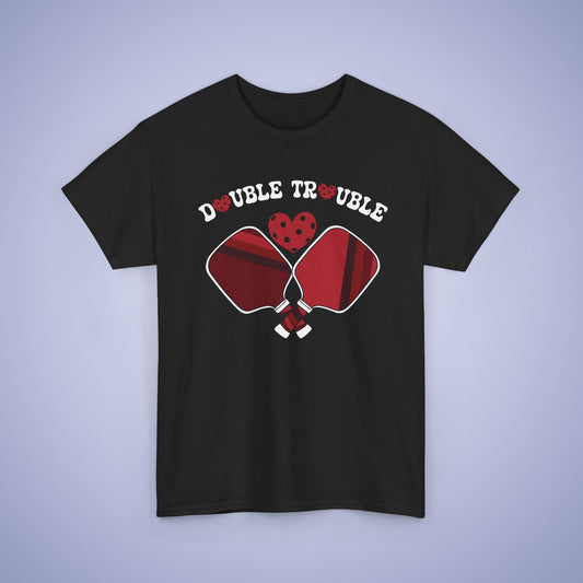 Double Trouble Pickleball T Shirt Retro Couple Matching Red Graphic Design