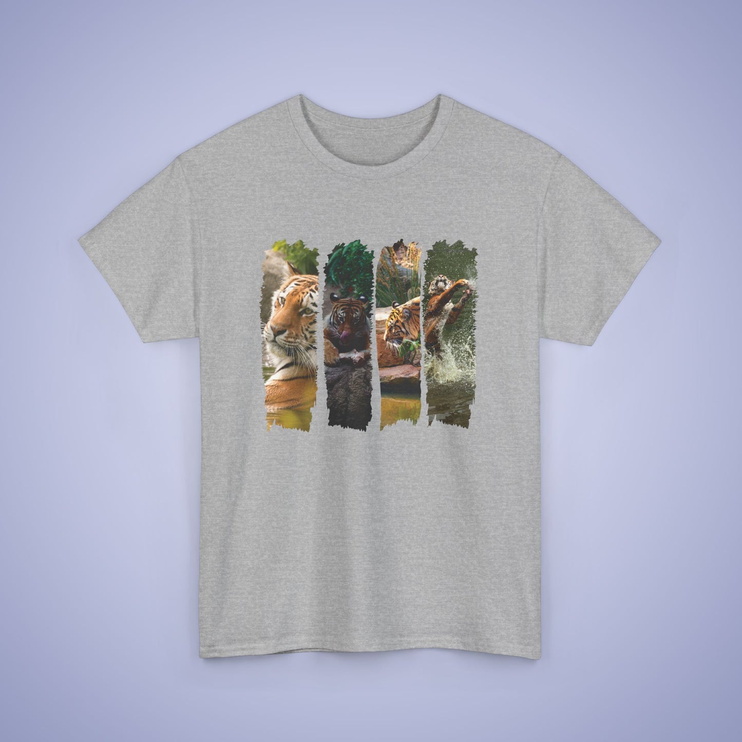 Playful Tigers Paint Brush Stroke Photographic Unisex Oversized T Shirt