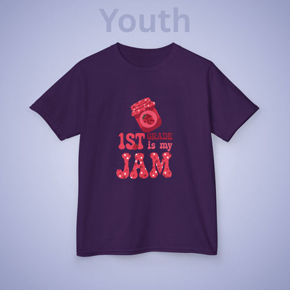First Grade is my Jam Raspberry Kids Cotton T Shirt Back To School Youth