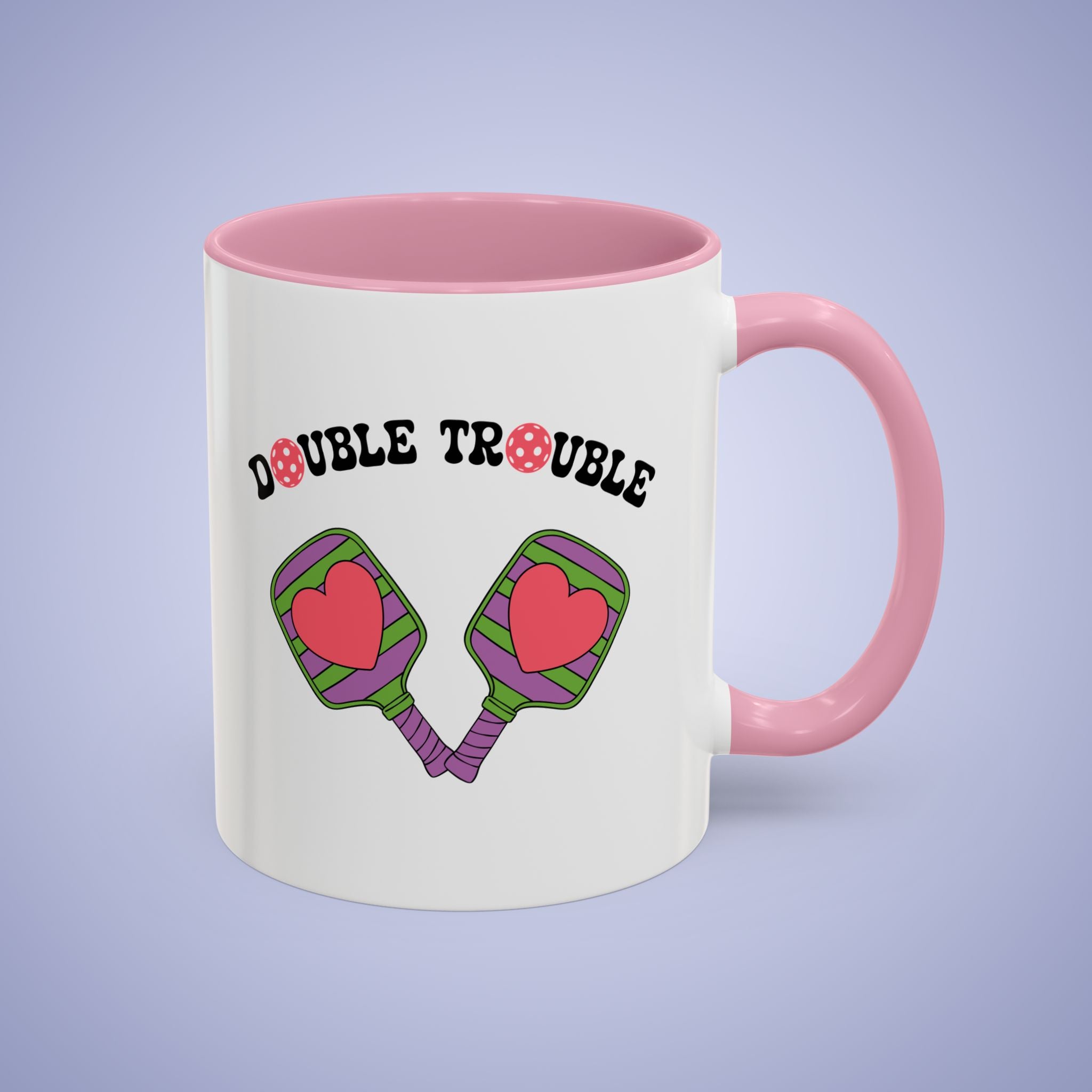 Double Trouble Couples Pickleball Fun Colorful Gift Coffee Mug
