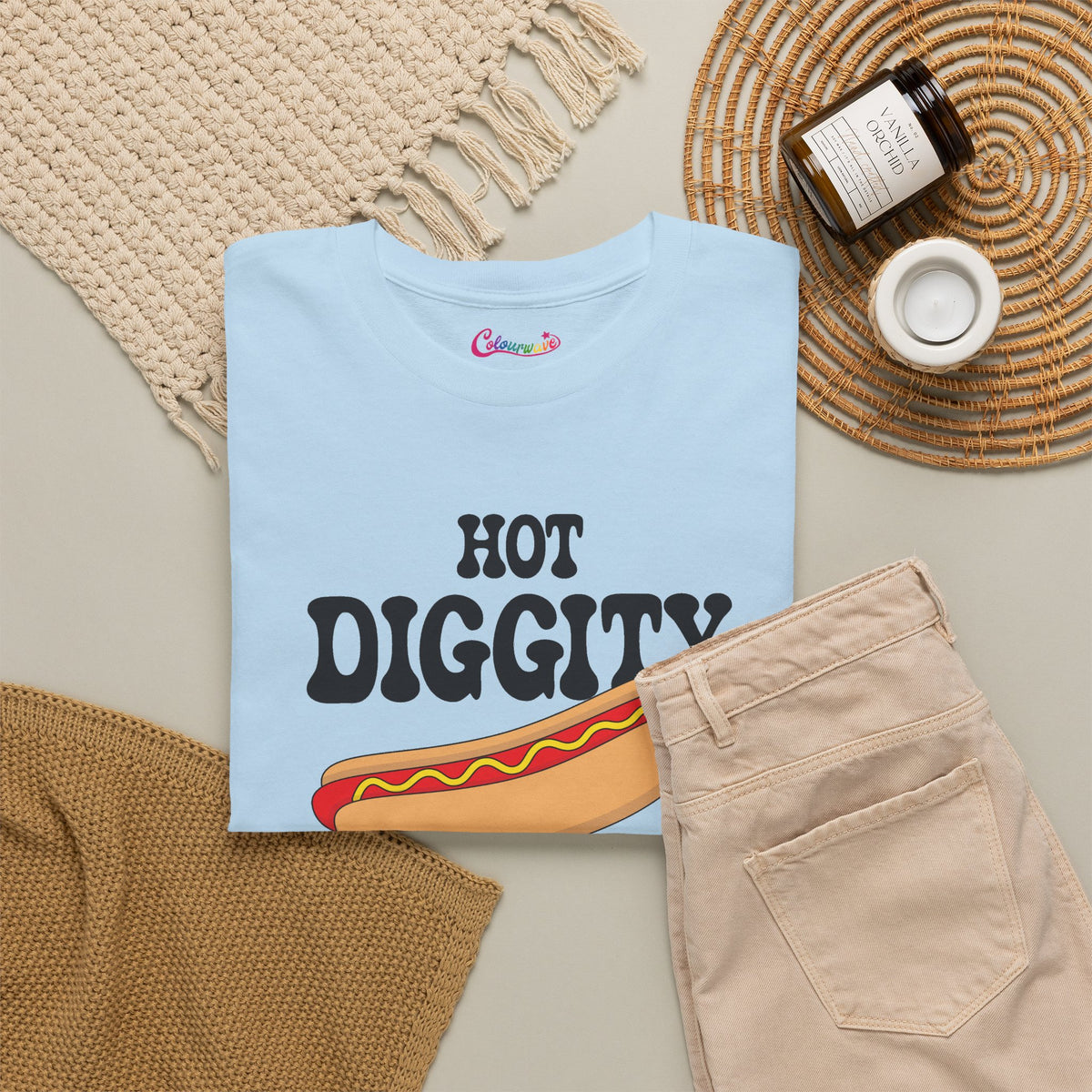 Hot Diggity Dog Funny Hot Dog T-Shirt | Hot Dog Lover Gift Black