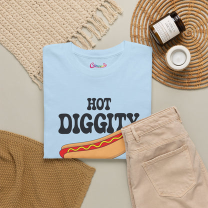Hot Diggity Dog Funny Hot Dog T-Shirt | Hot Dog Lover Gift Black