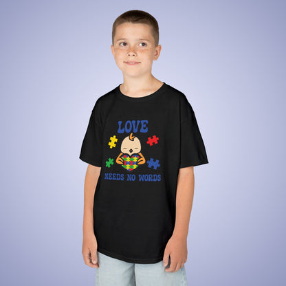 Love Needs No Words Chicken Graphic Autism Awareness Cotton Youth T Shirt