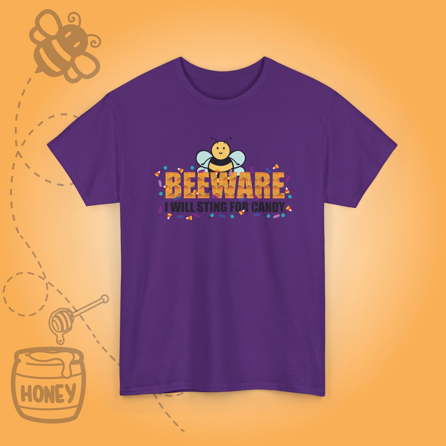 Beeware I Will Sting for Candy Sweet As Honey Funny Halloween Bee Lover Design Unisex T Shirt