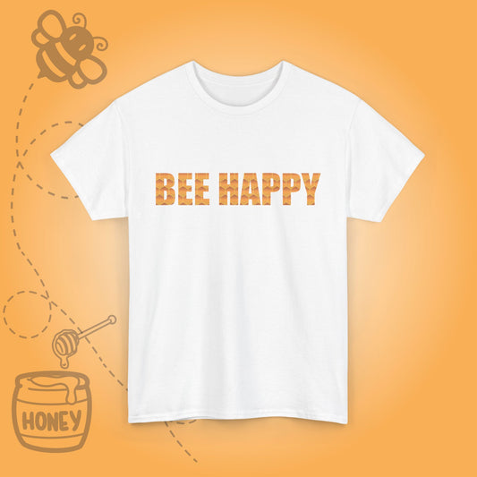 Bee Happy Sweet As Honey Honeycomb Word Art Design T Shirt