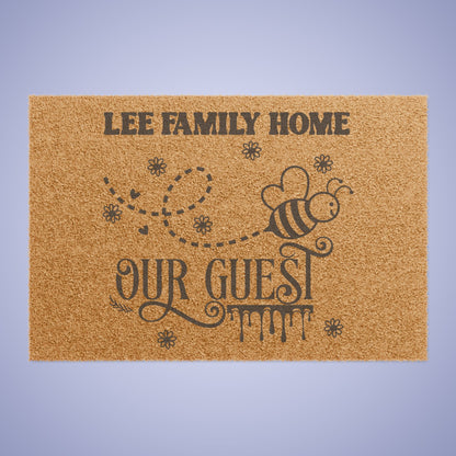 Bee Our Guest Personalized Family Door Mat