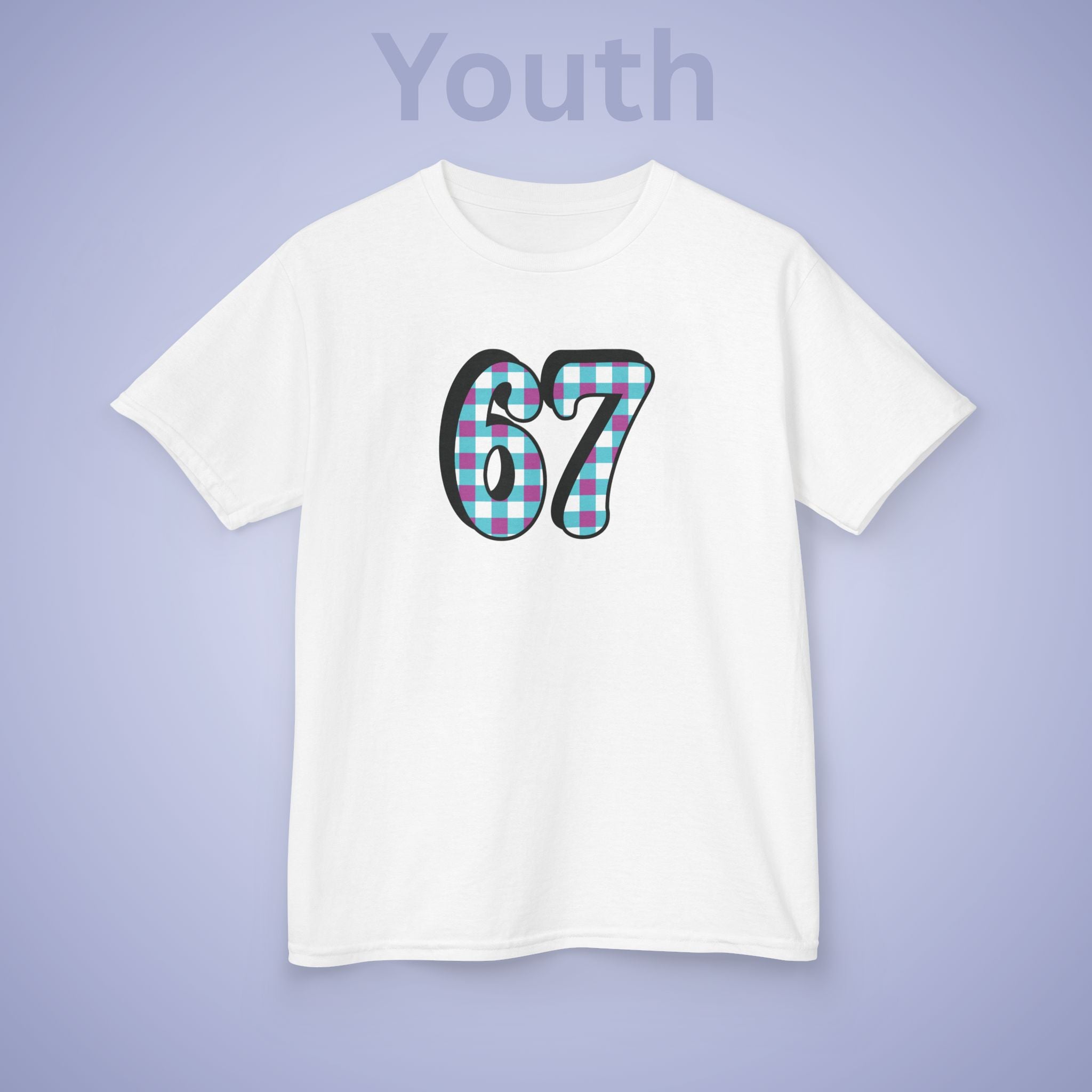 Checkered Pattern 67 Tee Fun Trending Kids Cotton T Shirt Six Seven Youth