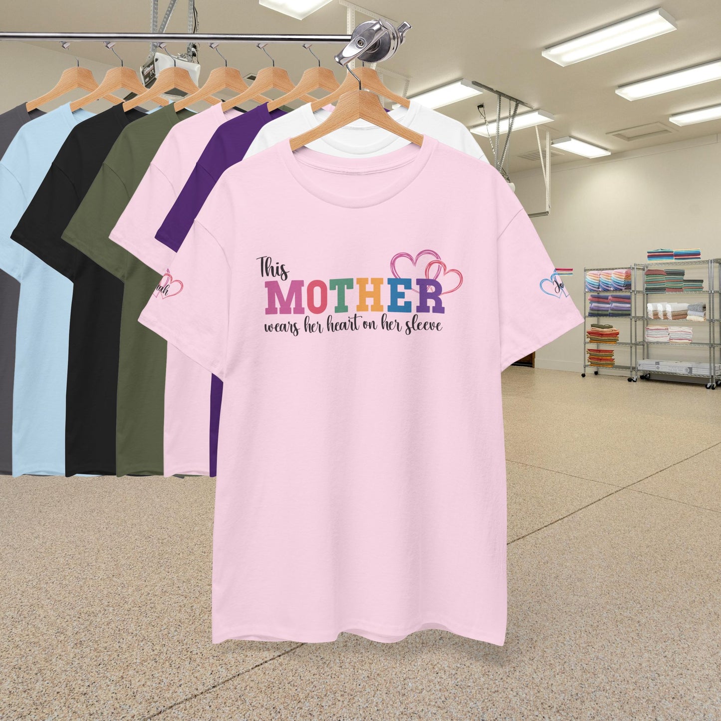 This Mother Wears Her Heart on Her Sleeve Personalized Mothers Day Gift T Shirt