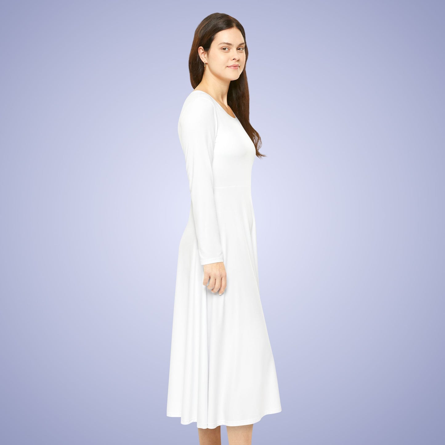 Women's Blank White Long Sleeve Dance Dress