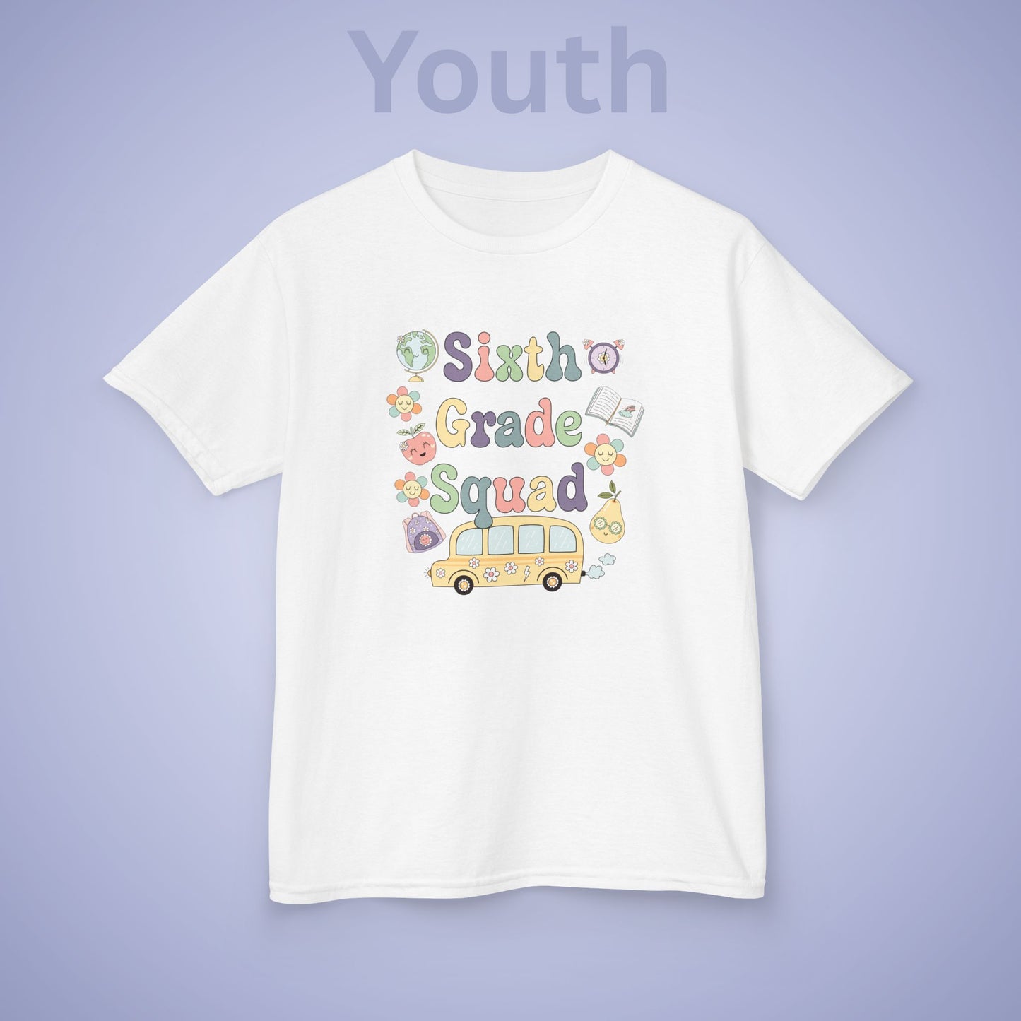 Sixth Grade Squad Fun Retro Kids Cotton T Shirt Back To School Youth
