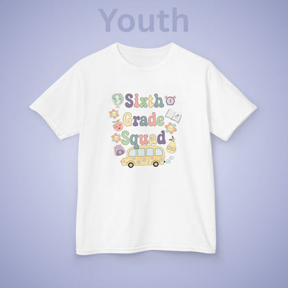 Sixth Grade Squad Fun Retro Kids Cotton T Shirt Back To School Youth