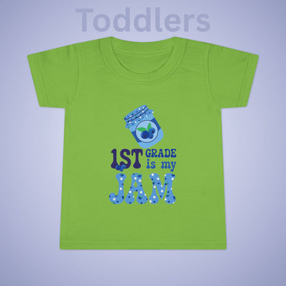 First Grade is my Jam Blueberry Kids Cotton T Shirt Back To School Toddler