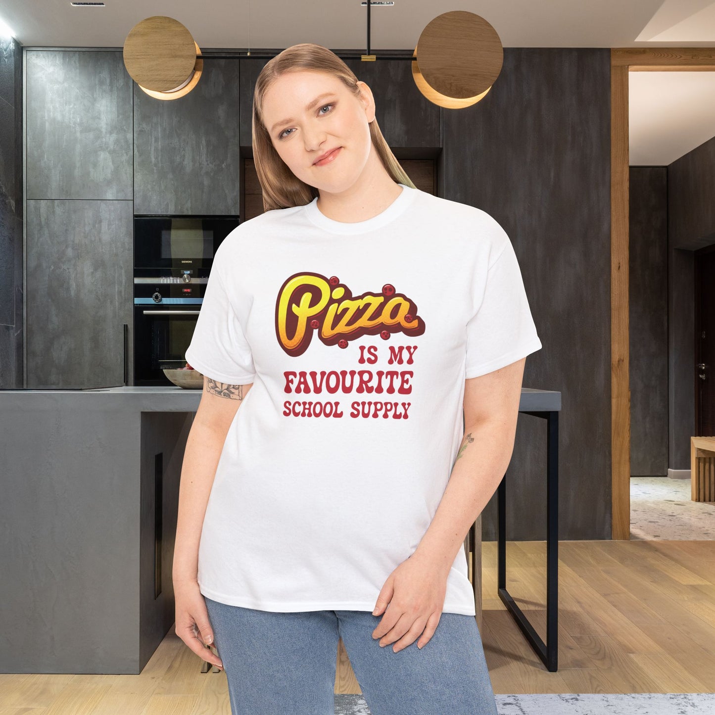 Pizza is my Favourite School Supply Graphic Art Pizza Lover Funny Teacher Unisex T Shirt